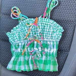 Green Checkered Kids tank Top